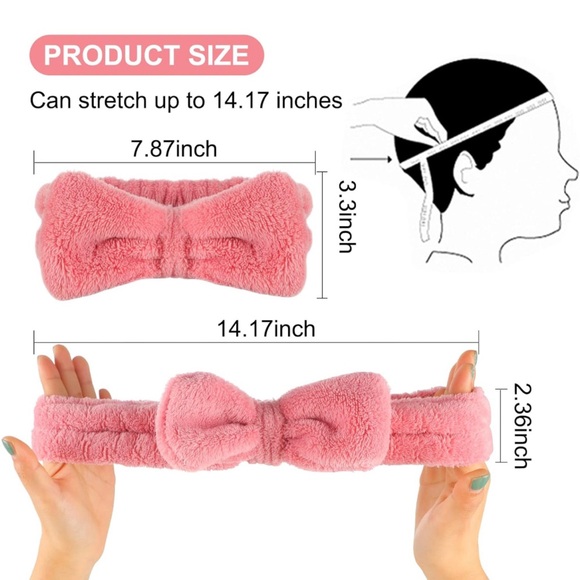 Spa Headband – 3 Pack Makeup Headband/for Washing Face (White, Pink, Blue) - Picture 3 of 6